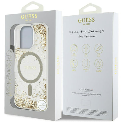 MagSafe-skal för Apple iPhone 16 Pro Max, Guess, Resin Bottom Glitter, Guld