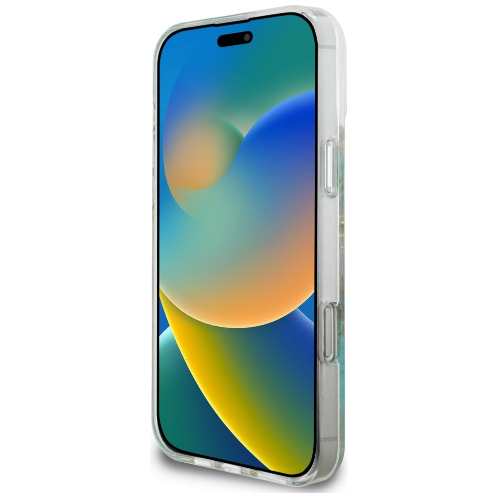 MagSafe-skal för Apple iPhone 16 Pro Max, Guess, Resin Flowers and Glitter, Turkos