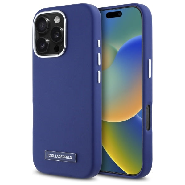 MagSafe-skal för Apple iPhone 16 Pro Max, Karl Lagerfeld, FW Metal Plate, Blå