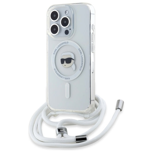 MagSafe-skal för Apple iPhone 16 Pro Max, Karl Lagerfeld, IML Crossbody Karl's Head, Transparent