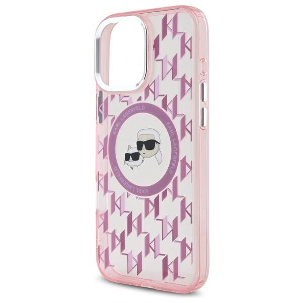 MagSafe Case for Apple iPhone 16 Pro Max, Karl Lagerfeld, IML Monogram Karl & Choupette's Heads, Pink