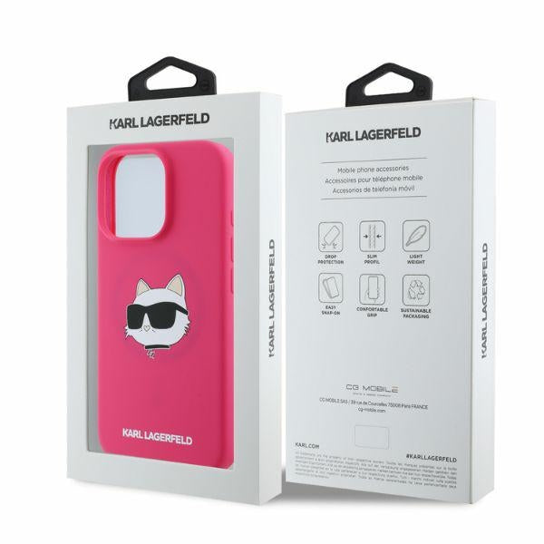 MagSafe-skal för Apple iPhone 16 Pro Max, Karl Lagerfeld, Silicone Choupette's Head, Fuchsia