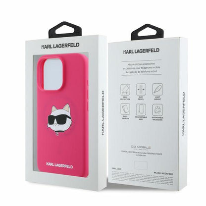 MagSafe-skal för Apple iPhone 16 Pro Max, Karl Lagerfeld, Silicone Choupette's Head, Fuchsia
