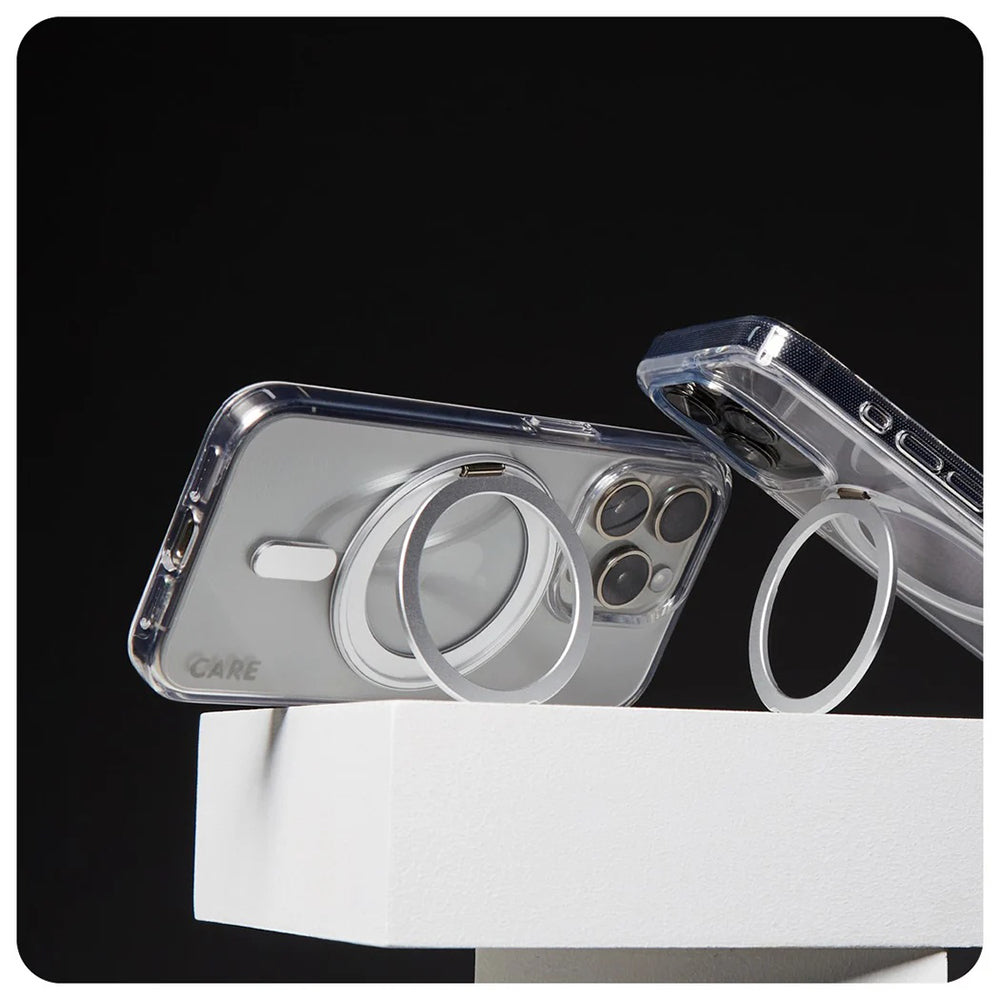 MagSafe Case for Apple iPhone 16 Pro Max, PanzerGlass, Care Feature Kickstand, Silver Transparent