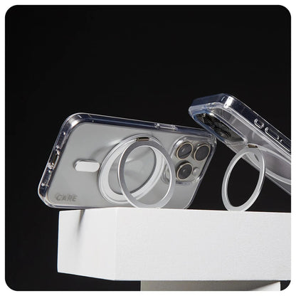 MagSafe Case for Apple iPhone 16 Pro Max, PanzerGlass, Care Feature Kickstand, Silver Transparent