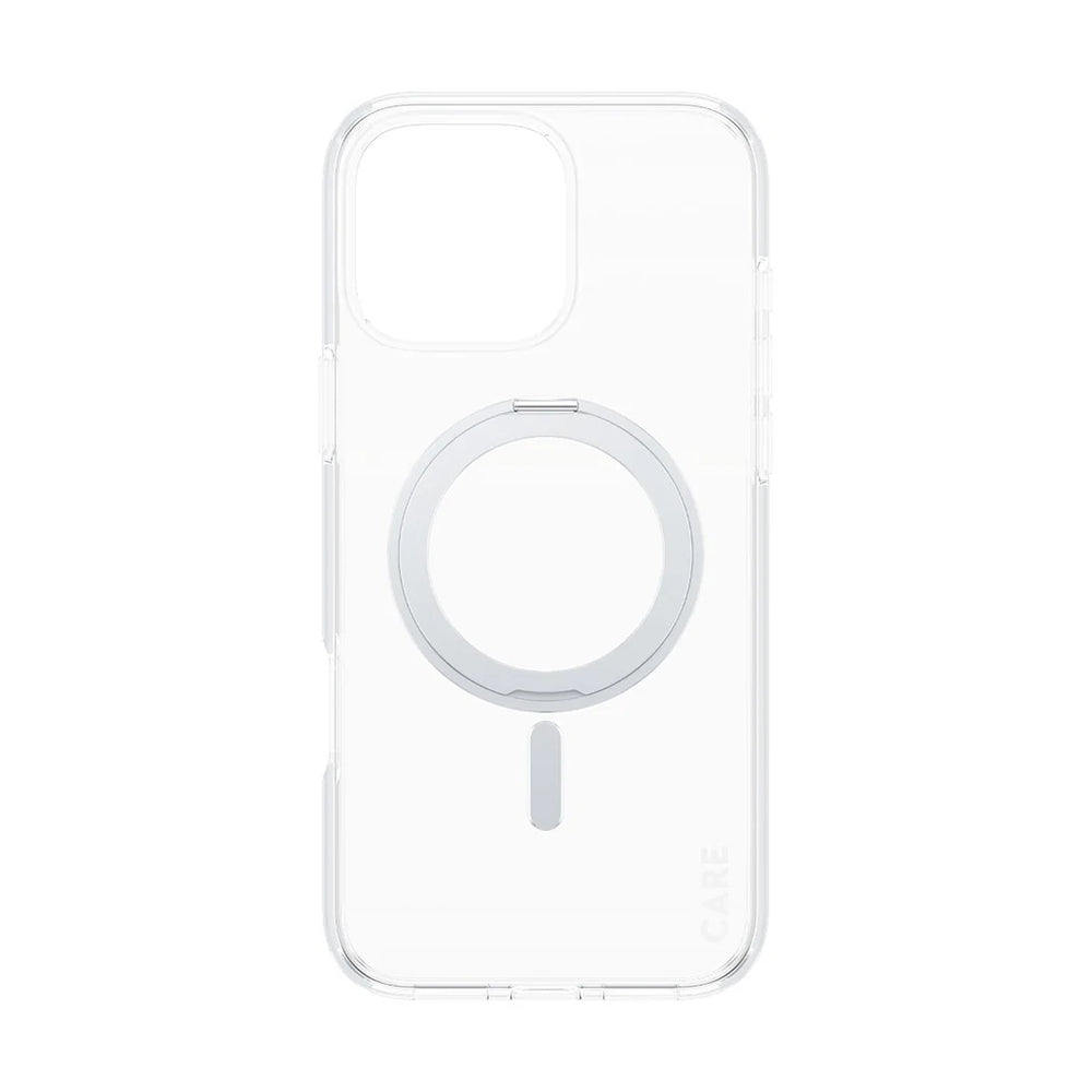 MagSafe Case for Apple iPhone 16 Pro Max, PanzerGlass, Care Feature Kickstand, Silver Transparent