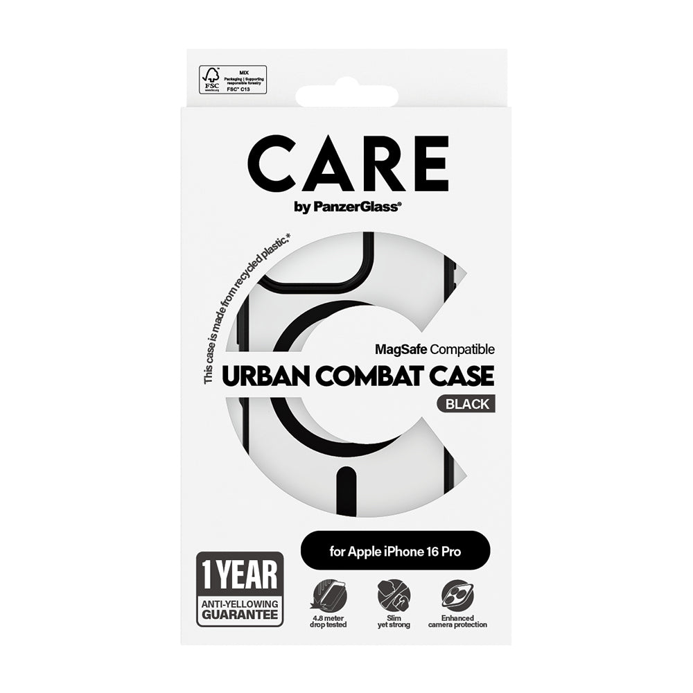 MagSafe-skal för Apple iPhone 16 Pro Max, PanzerGlass, Care Urban Combat, Svart Transparent