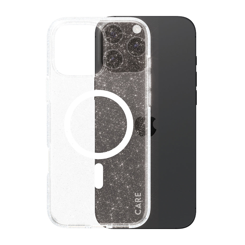 MagSafe Case for Apple iPhone 16 Pro Max, PanzerGlass, Urban Combat Star Lit Care, White Transparent