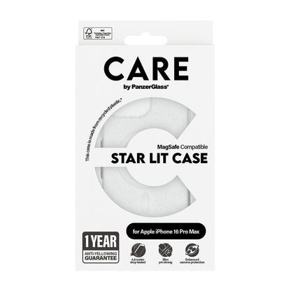 MagSafe Case for Apple iPhone 16 Pro Max, PanzerGlass, Urban Combat Star Lit Care, White Transparent