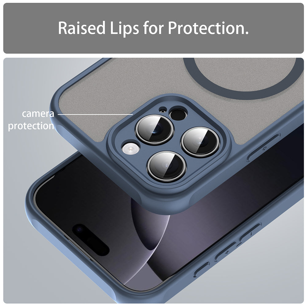 MagSafe-fodral för Apple iPhone 16 Pro Max, Techsuit, HaloFrost II, Marinblå