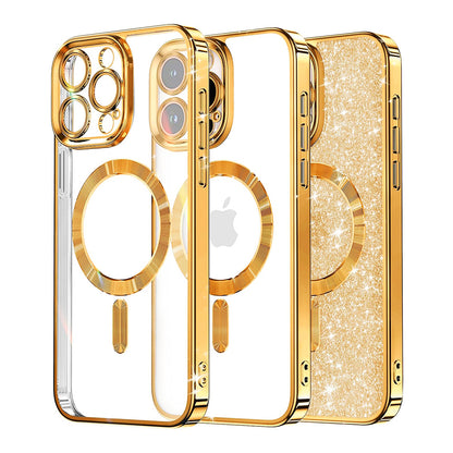 MagSafe-fodral för Apple iPhone 16 Pro Max, Techsuit, Luxury Glitter, Guld