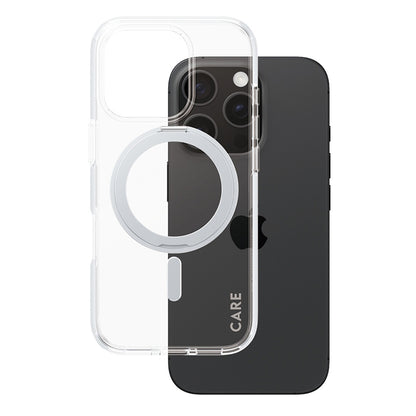 MagSafe-skal för Apple iPhone 16 Pro, PanzerGlass, Care Feature Kickstand, Silver Transparent