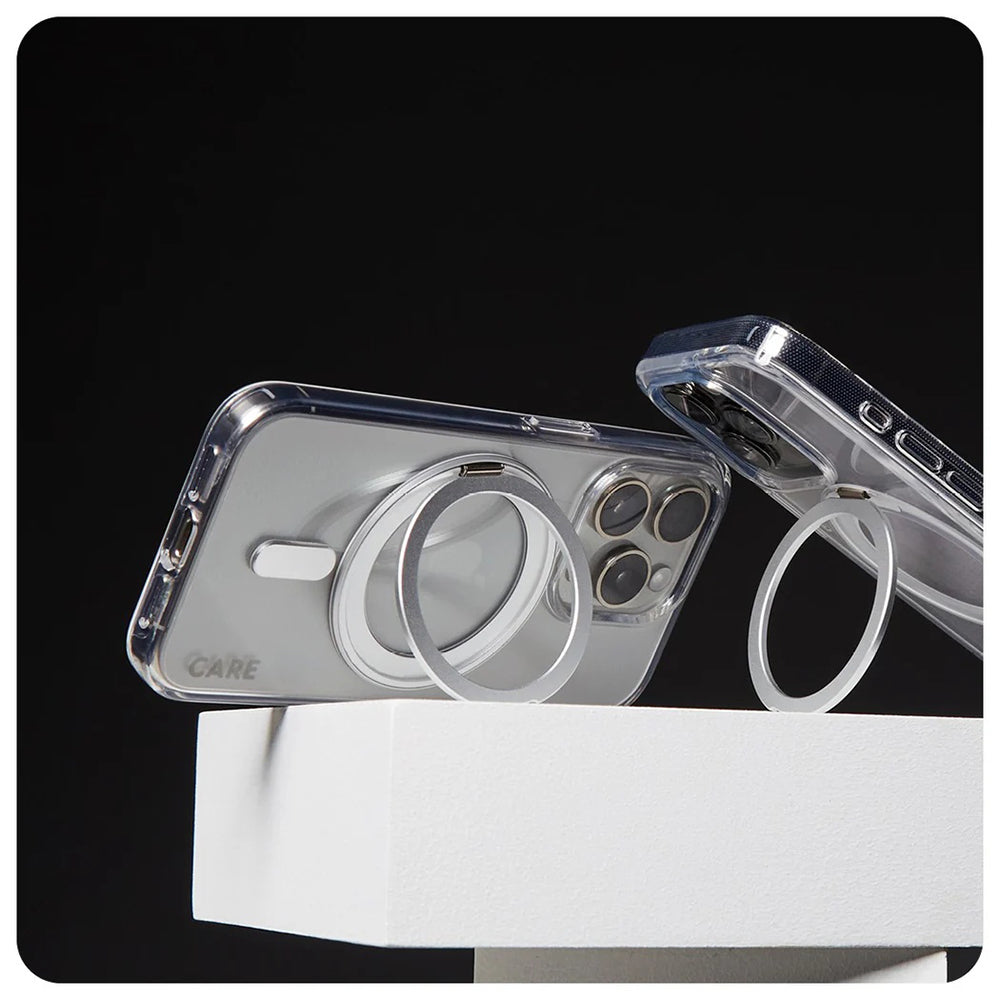 MagSafe-skal för Apple iPhone 16 Pro, PanzerGlass, Care Feature Kickstand, Silver Transparent