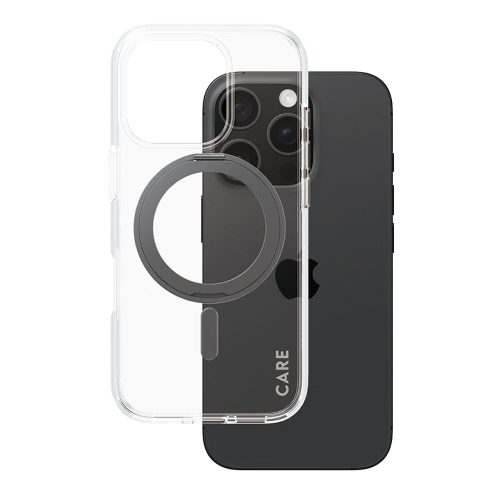 MagSafe-skal för Apple iPhone 16 Pro, PanzerGlass, Care Feature Kickstand, Svart Transparent