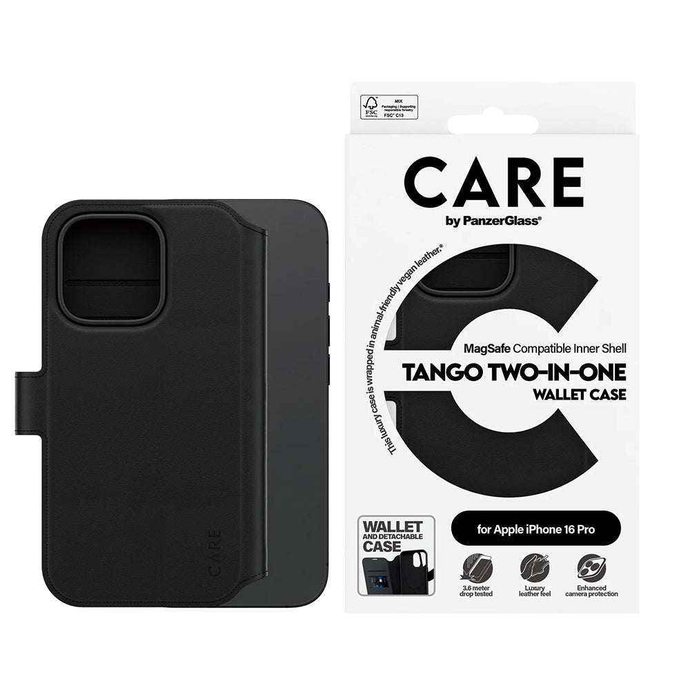 MagSafe-skal för Apple iPhone 16 Pro, PanzerGlass, Care Feature Tango Two-in-One, Svart