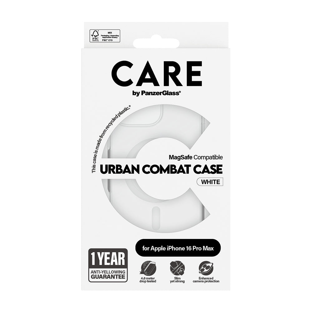 MagSafe Case for Apple iPhone 16 Pro, PanzerGlass, Urban Combat Care, White Transparent