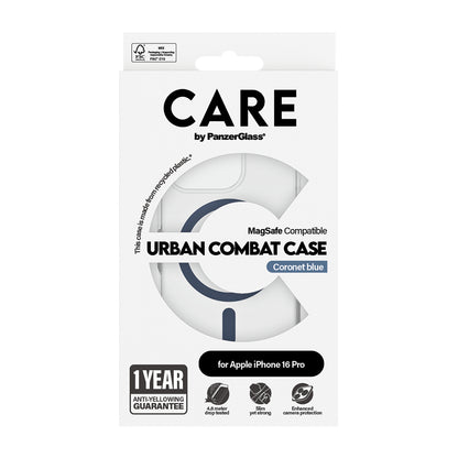 MagSafe-skal för Apple iPhone 16 Pro, PanzerGlass, Care Urban Combat, Transparent Blå
