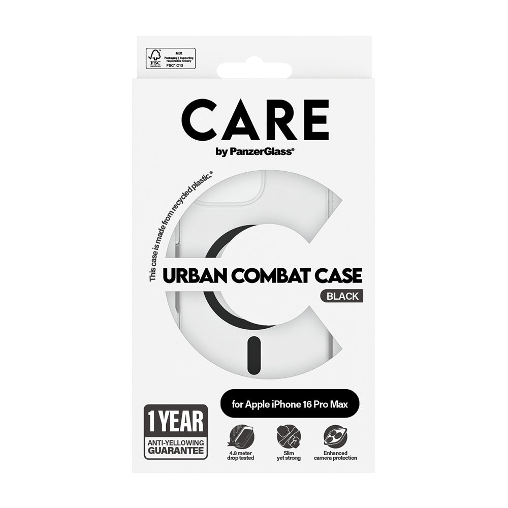 MagSafe-skal för Apple iPhone 16 Pro, PanzerGlass, Care Urban Combat, Svart Transparent