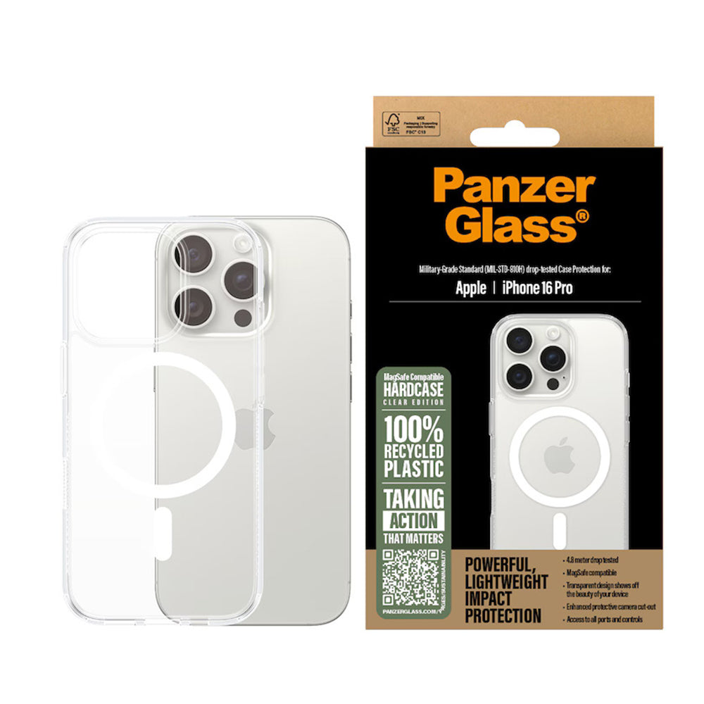 MagSafe-skal för Apple iPhone 16 Pro, PanzerGlass, HardCase, Vit Transparent