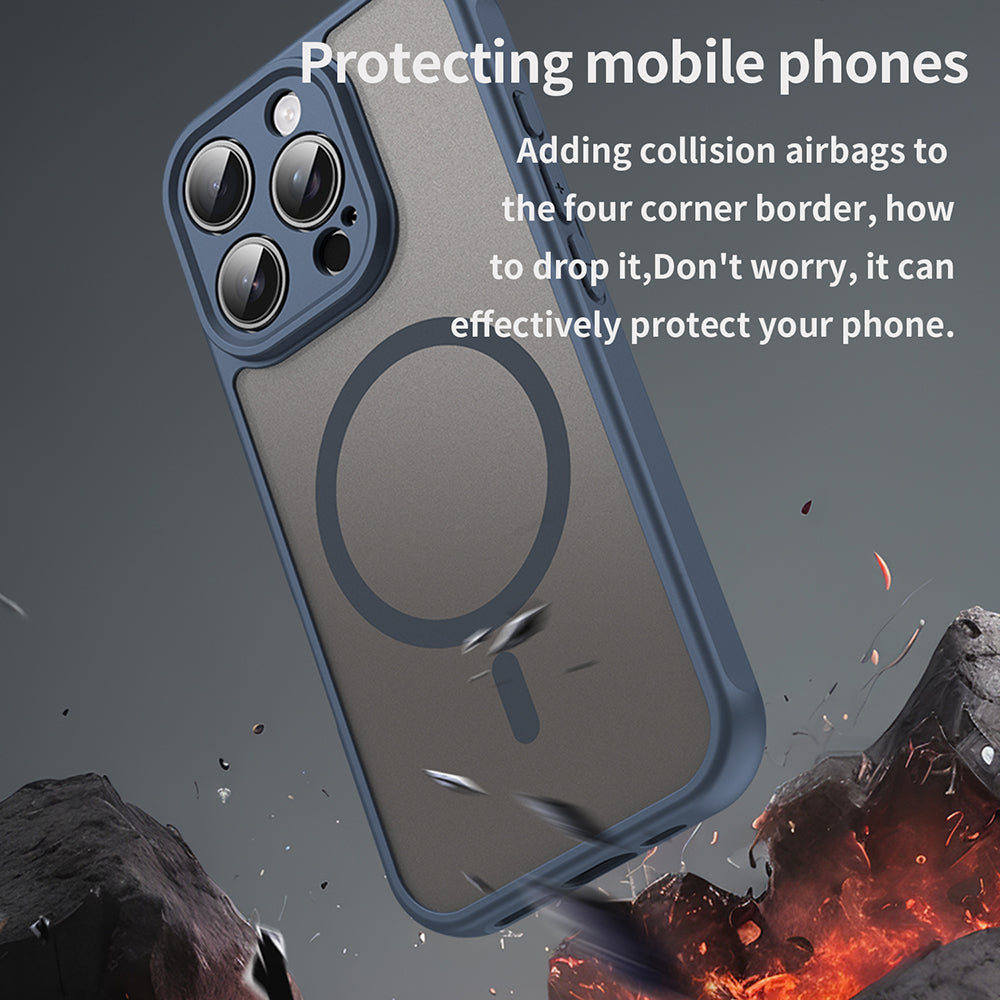 MagSafe-fodral för Apple iPhone 16 Pro, Techsuit, HaloFrost II, Marinblå