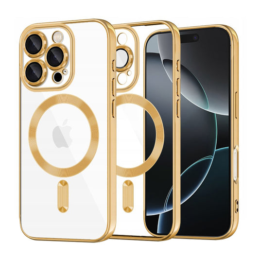 MagSafe-fodral för Apple iPhone 16 Pro, Techsuit, Luxury Crystal, Guld