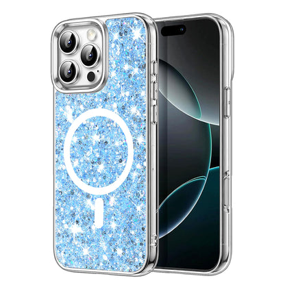 MagSafe-fodral för Apple iPhone 16 Pro, Techsuit, Glittrande Glitter, Blå