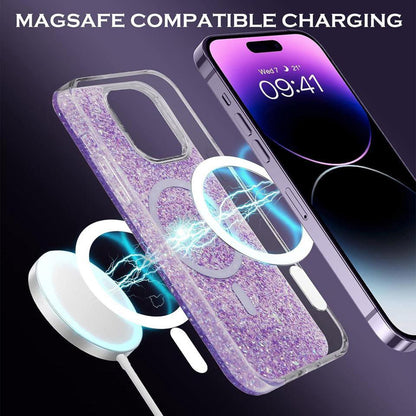 MagSafe-fodral för Apple iPhone 16 Pro, Techsuit, Glittrande Glitter, Blå