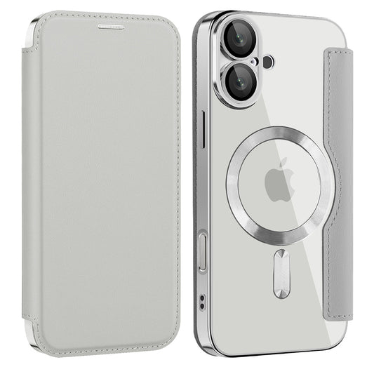 MagSafe-fodral för Apple iPhone 16, Techsuit, SmartMag Book, Grå