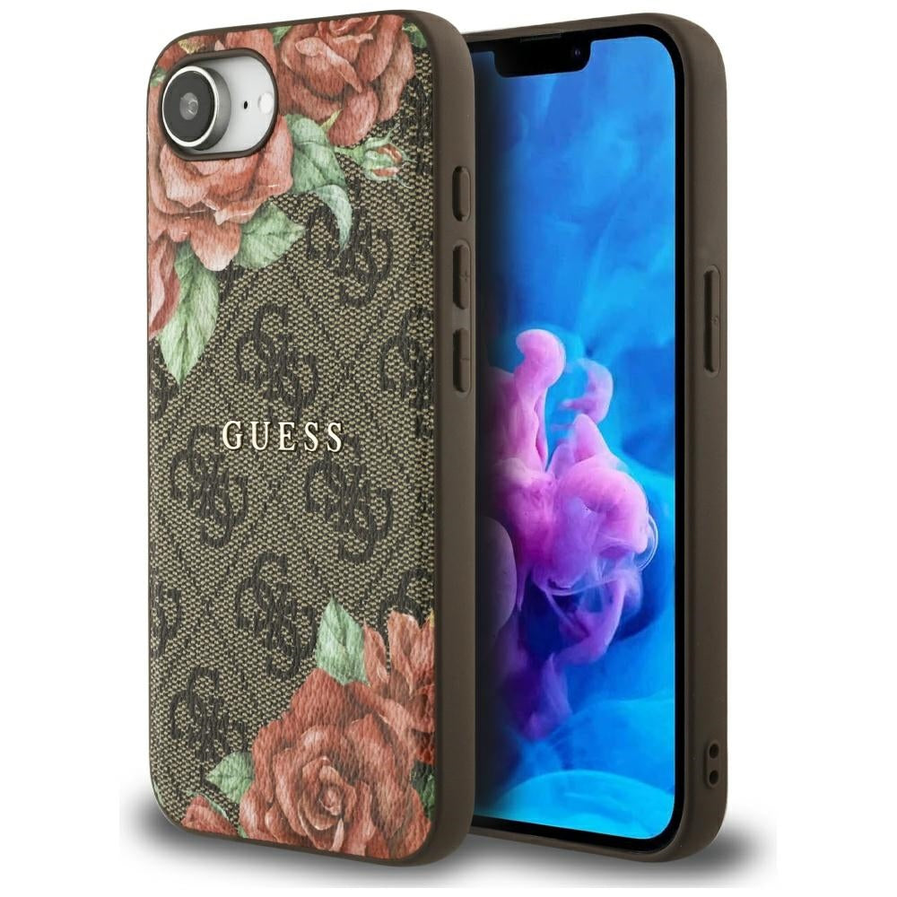 MagSafe-skal för Apple iPhone 16e, Guess, 4G Flowers Print, Brun