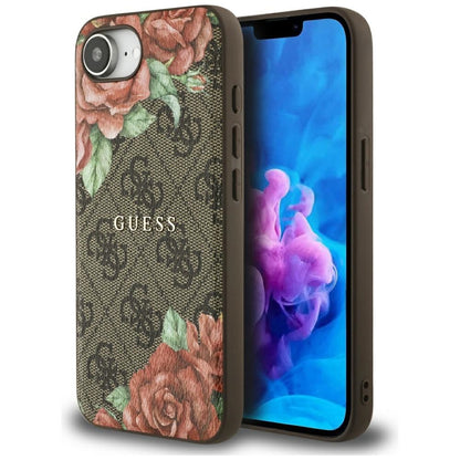MagSafe-skal för Apple iPhone 16e, Guess, 4G Flowers Print, Brun