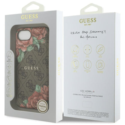 MagSafe-skal för Apple iPhone 16e, Guess, 4G Flowers Print, Brun