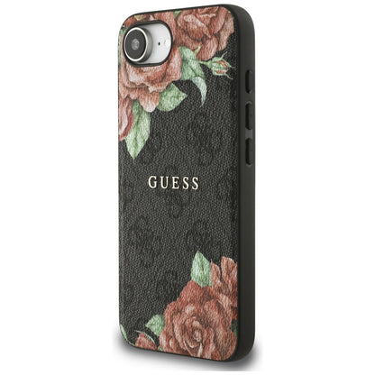 MagSafe-skal för Apple iPhone 16e, Guess, 4G Flowers Print, Svart