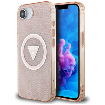 MagSafe-skal för Apple iPhone 16e, Guess, IML Glitter 4G Circle Triangle, Rosa