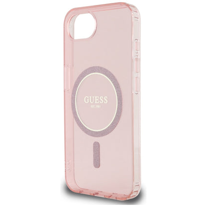 MagSafe Case for Apple iPhone 16e, Guess, IML Glitter Circle, Pink