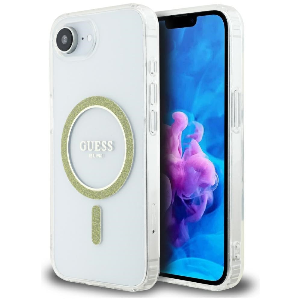 MagSafe-skal för Apple iPhone 16e, Guess, IML Glitter Circle, Transparent