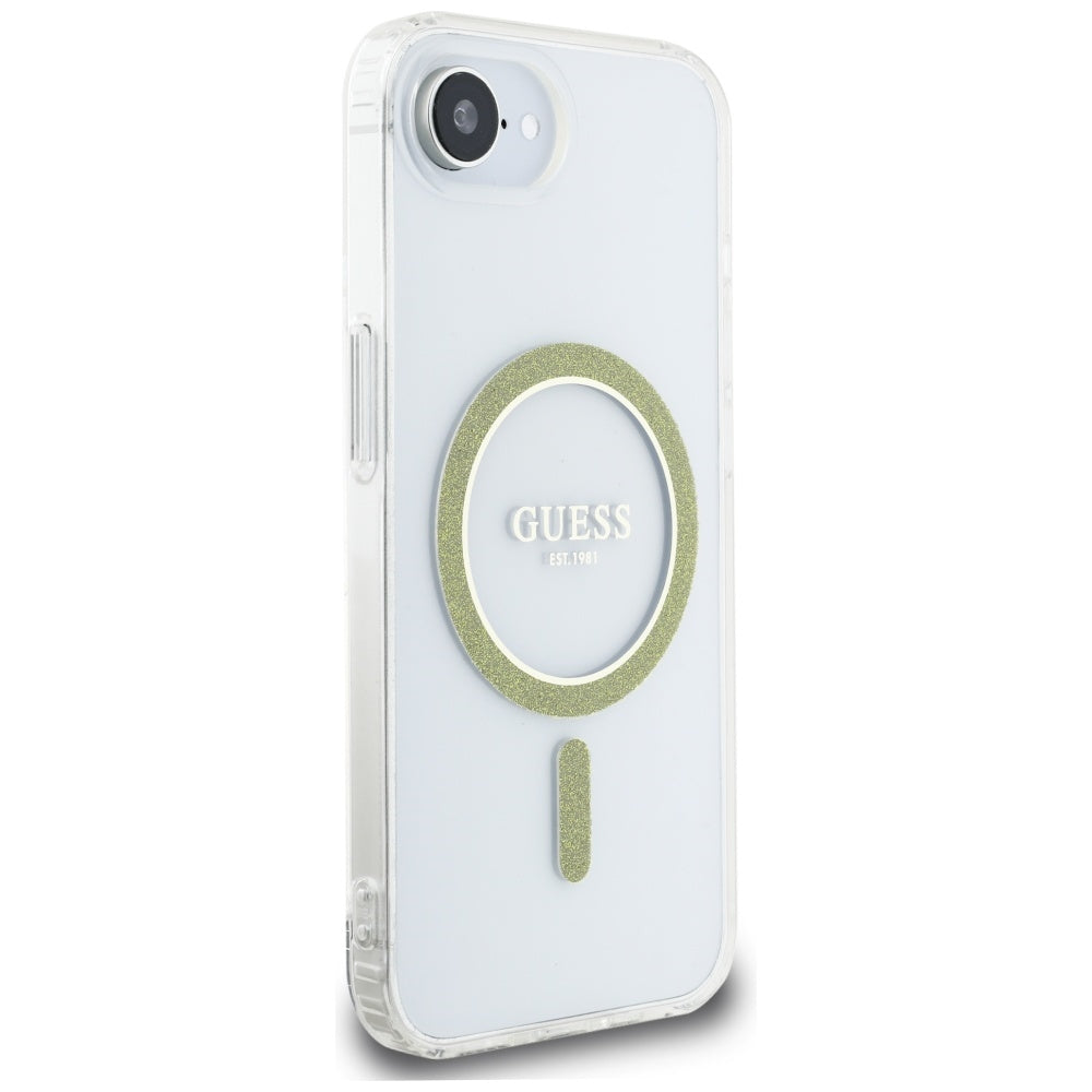 MagSafe-skal för Apple iPhone 16e, Guess, IML Glitter Circle, Transparent