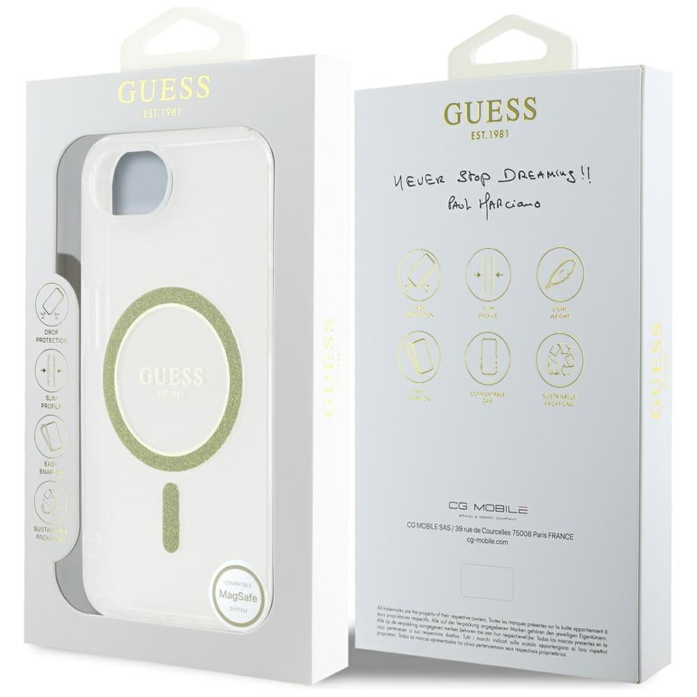 MagSafe-skal för Apple iPhone 16e, Guess, IML Glitter Circle, Transparent