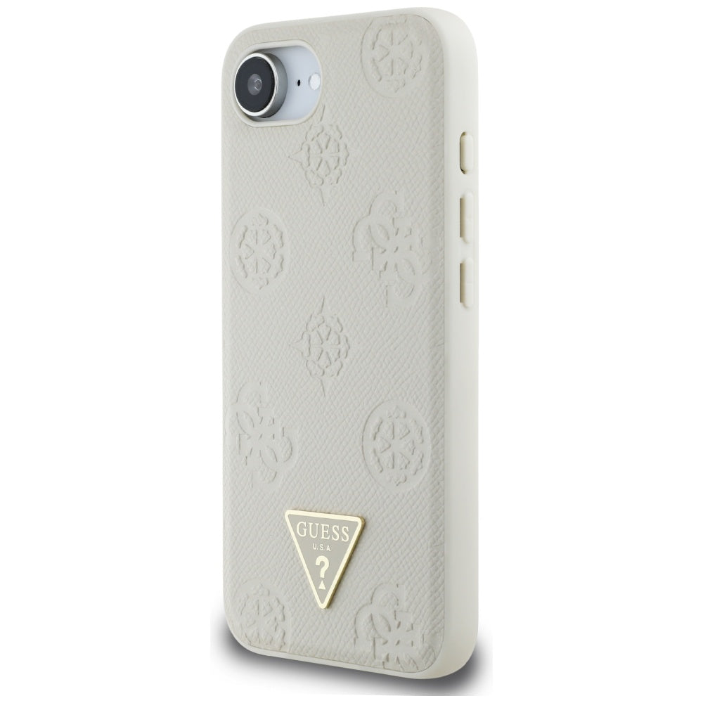 MagSafe-skal för Apple iPhone 16e, Guess, Peony Grained Hot Stamp Triangle, Beige
