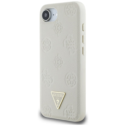 MagSafe-skal för Apple iPhone 16e, Guess, Peony Grained Hot Stamp Triangle, Beige