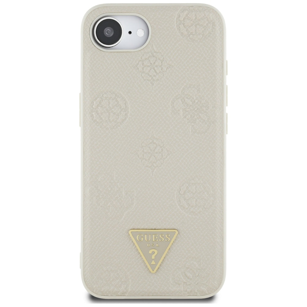 MagSafe-skal för Apple iPhone 16e, Guess, Peony Grained Hot Stamp Triangle, Beige