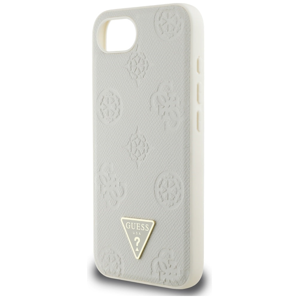 MagSafe-skal för Apple iPhone 16e, Guess, Peony Grained Hot Stamp Triangle, Beige