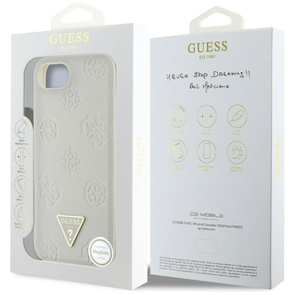 MagSafe-skal för Apple iPhone 16e, Guess, Peony Grained Hot Stamp Triangle, Beige