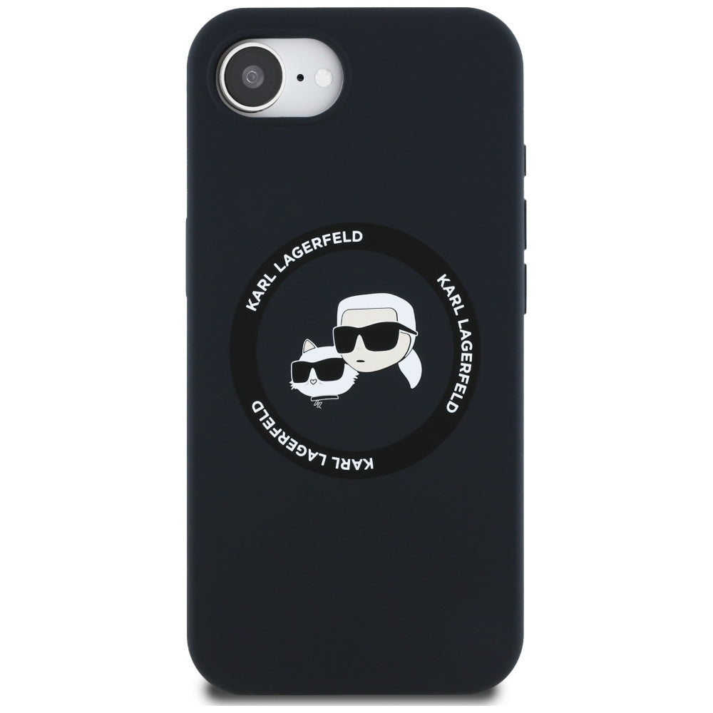MagSafe Case for Apple iPhone 16e, Karl Lagerfeld, Silicone Karl & Choupette's Heads, Black