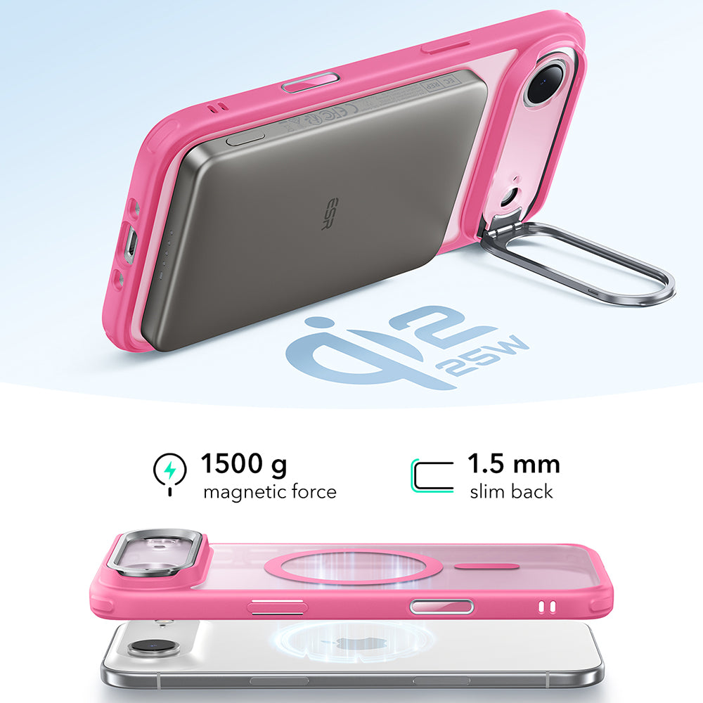 MagSafe-skal för Apple iPhone 17 Air, ESR, Classic Hybrid Kickstand, Satinrosa