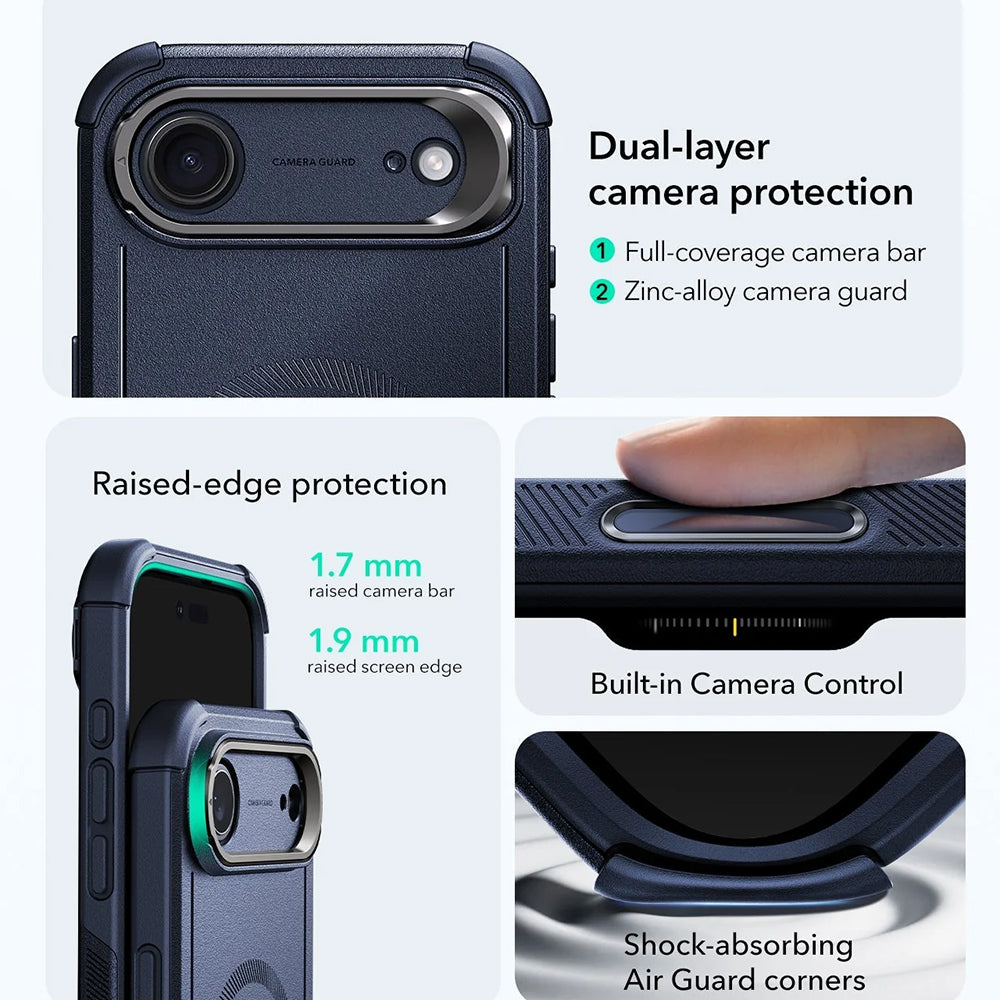 MagSafe-skal för Apple iPhone 17 Air, ESR, Cyber Armor Kickstand, Blå