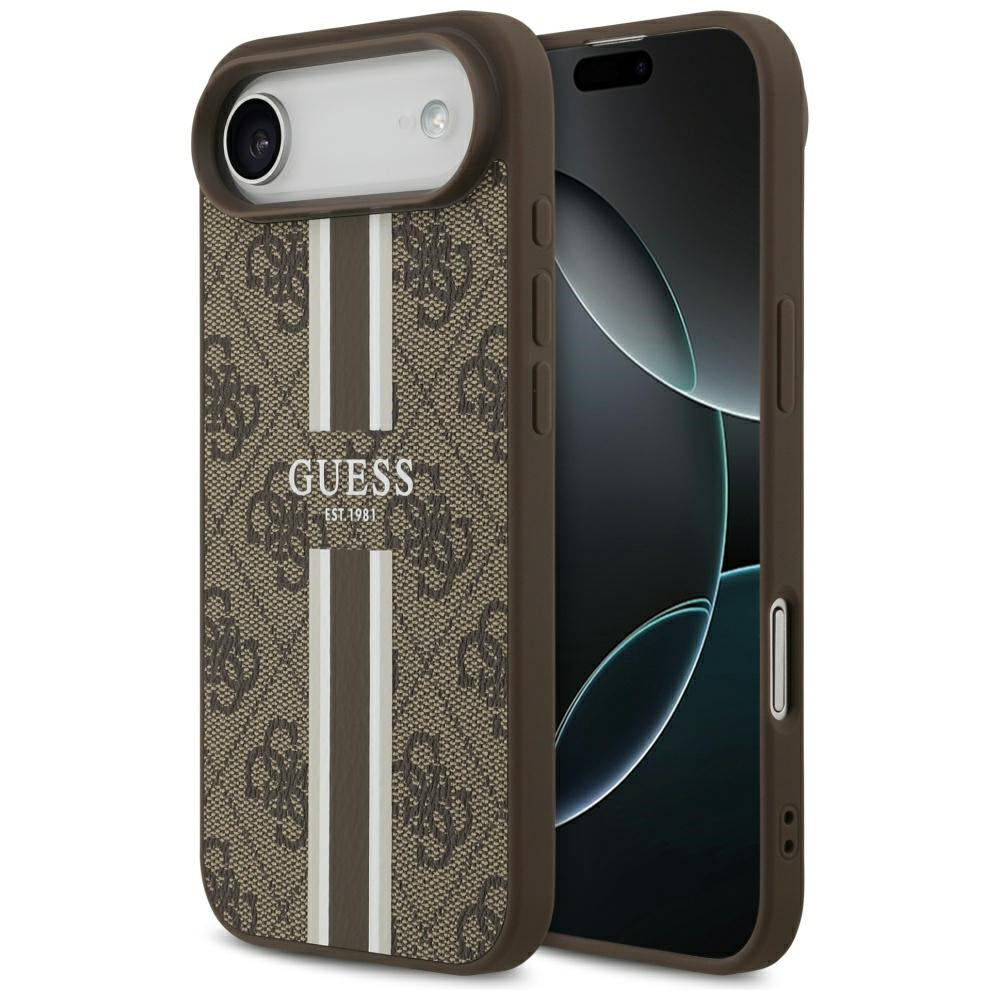 MagSafe-skal för Apple iPhone 17 Air, Guess, 4G Printed Stripes, Brun