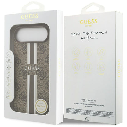 MagSafe-skal för Apple iPhone 17 Air, Guess, 4G Printed Stripes, Brun