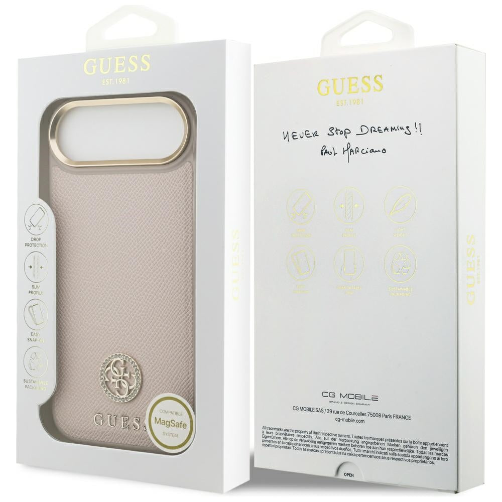 MagSafe-skal för Apple iPhone 17 Air, Guess, Grained Strass Logo, Rosa