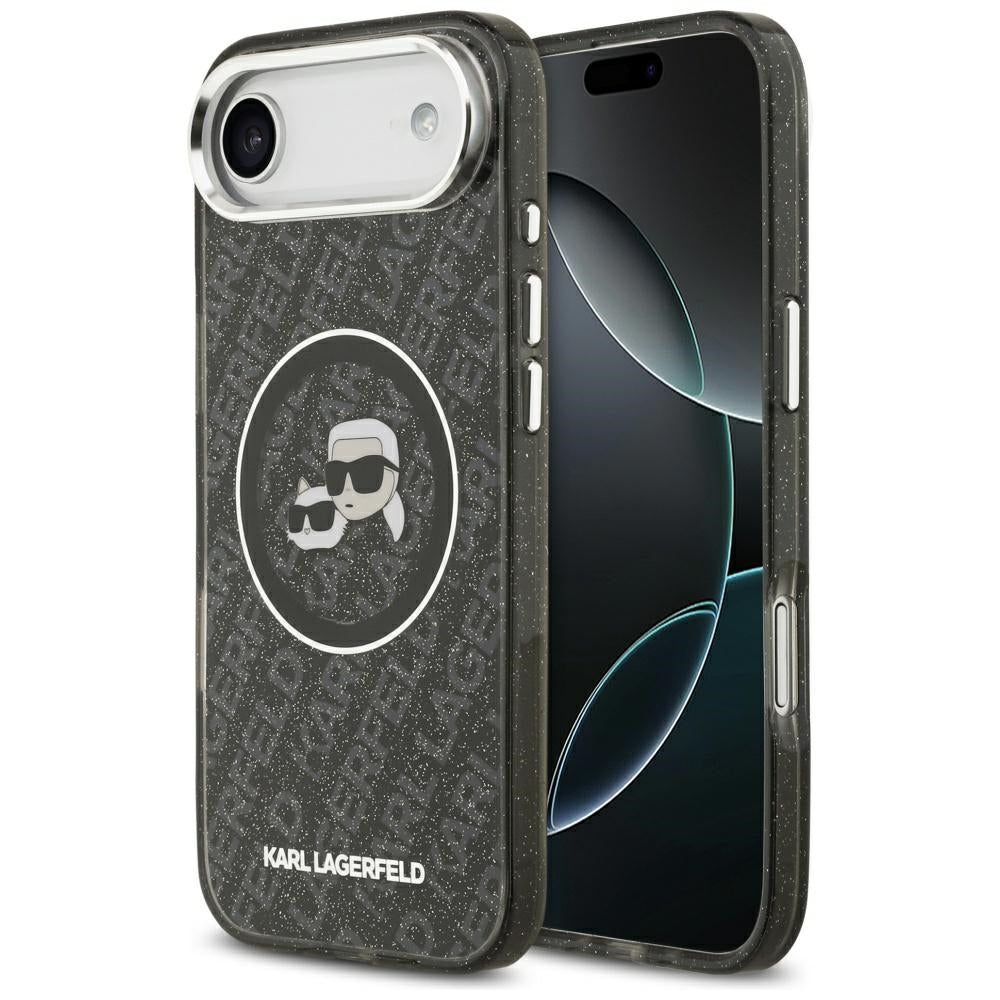 MagSafe-skal för Apple iPhone 17 Air, Karl Lagerfeld, IML Glitter Karl & Choupette's Heads, Svart