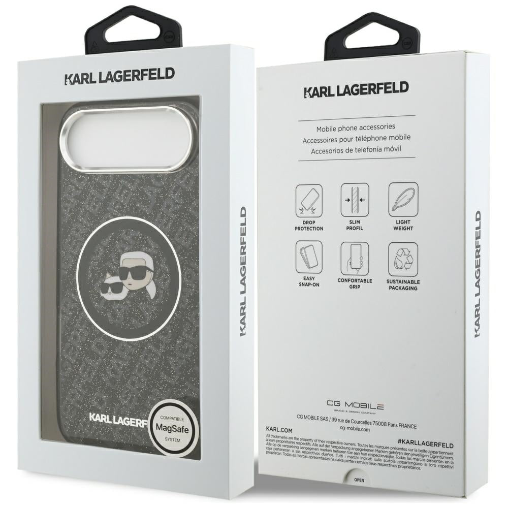 MagSafe-skal för Apple iPhone 17 Air, Karl Lagerfeld, IML Glitter Karl & Choupette's Heads, Svart